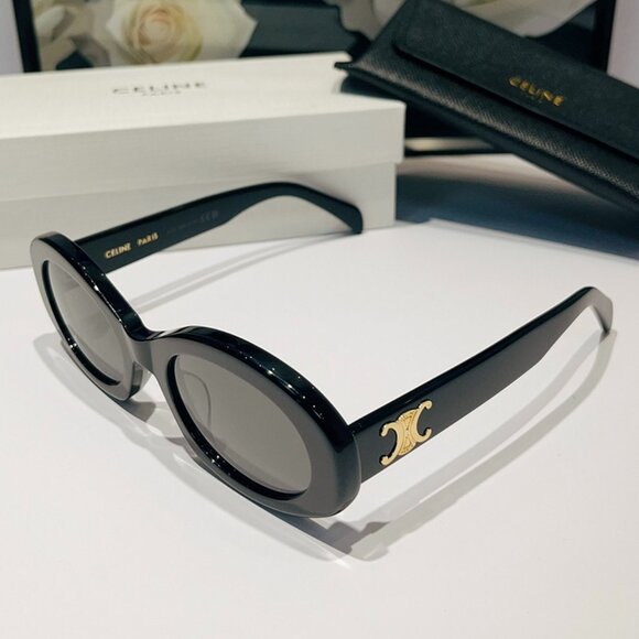 Celine Triomphe Oval Black Sunglasses main image 7